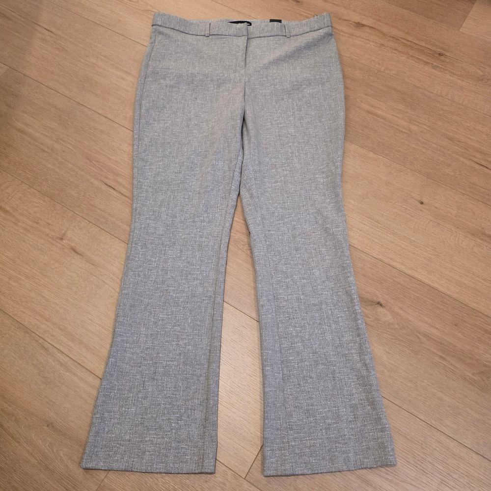 Amanda & Chelsea Grey Textured Modern Fit Baby Bootcut Stretch Dress Pants Sz 16